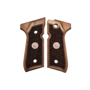 Beretta 92 Fs Sarı Metal Mineli Ahşap Tabanca Kabzesi