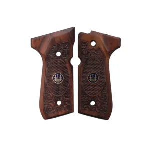 Beretta 92 Fs Sarı Metal Mineli Ahşap Tabanca Kabzesi