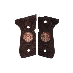 Beretta 92 Fs Sarı Metal Mineli Ahşap Tabanca Kabzesi
