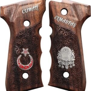Yavuz 16 Beyaz Metal Ay Yıldız Tugra Mineli Motif Ceviz Ahşap Silah Kabze